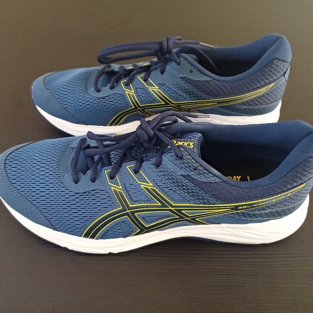 ASICS Men's Gel-Contend 6 Running Shoes, 11.5, Grand Shark/Vibrant Yellow